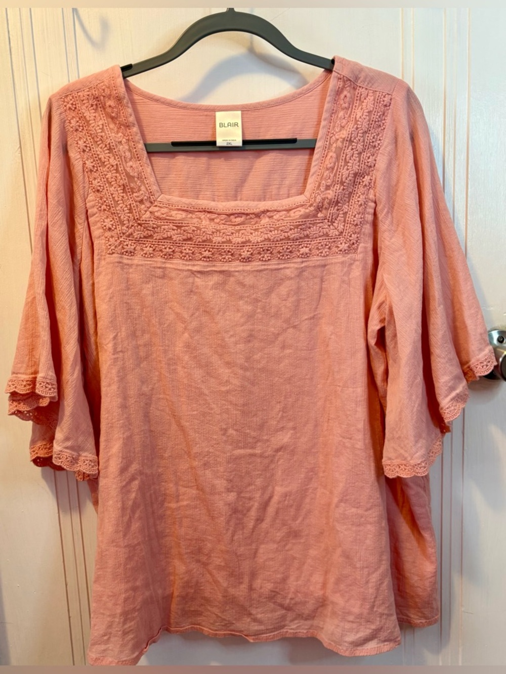 Blair Women's Dusty Rose Embroidered Square-Neck Tunic